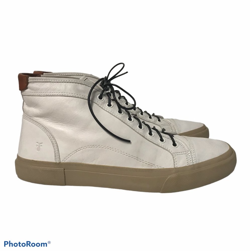 FRYE Mens 13M White Leather Ludlow High Top Sneakers